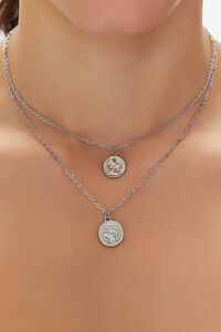 SILVER Coin Pendant Layered Necklace, image 1