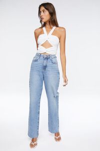 CREAM Knotted Cutout Halter Crop Top, image 4