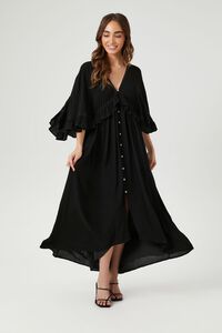 BLACK Butterfly-Sleeve Flounce Maxi Dress, image 1