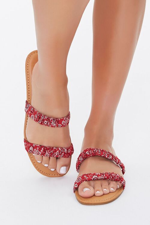 RED/MULTI Paisley Print Dual-Strap Sandals, image 2