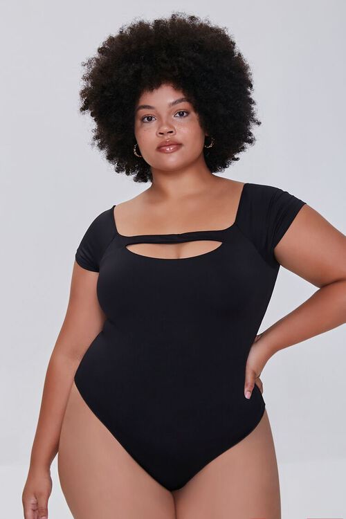 BLACK Plus Size Cutout Bodysuit, image 5