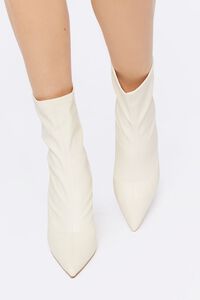 WHITE Faux Leather Studded Heel Booties, image 4