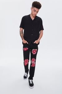 BLACK/RED Bandana-Patch Skinny Jeans, image 1