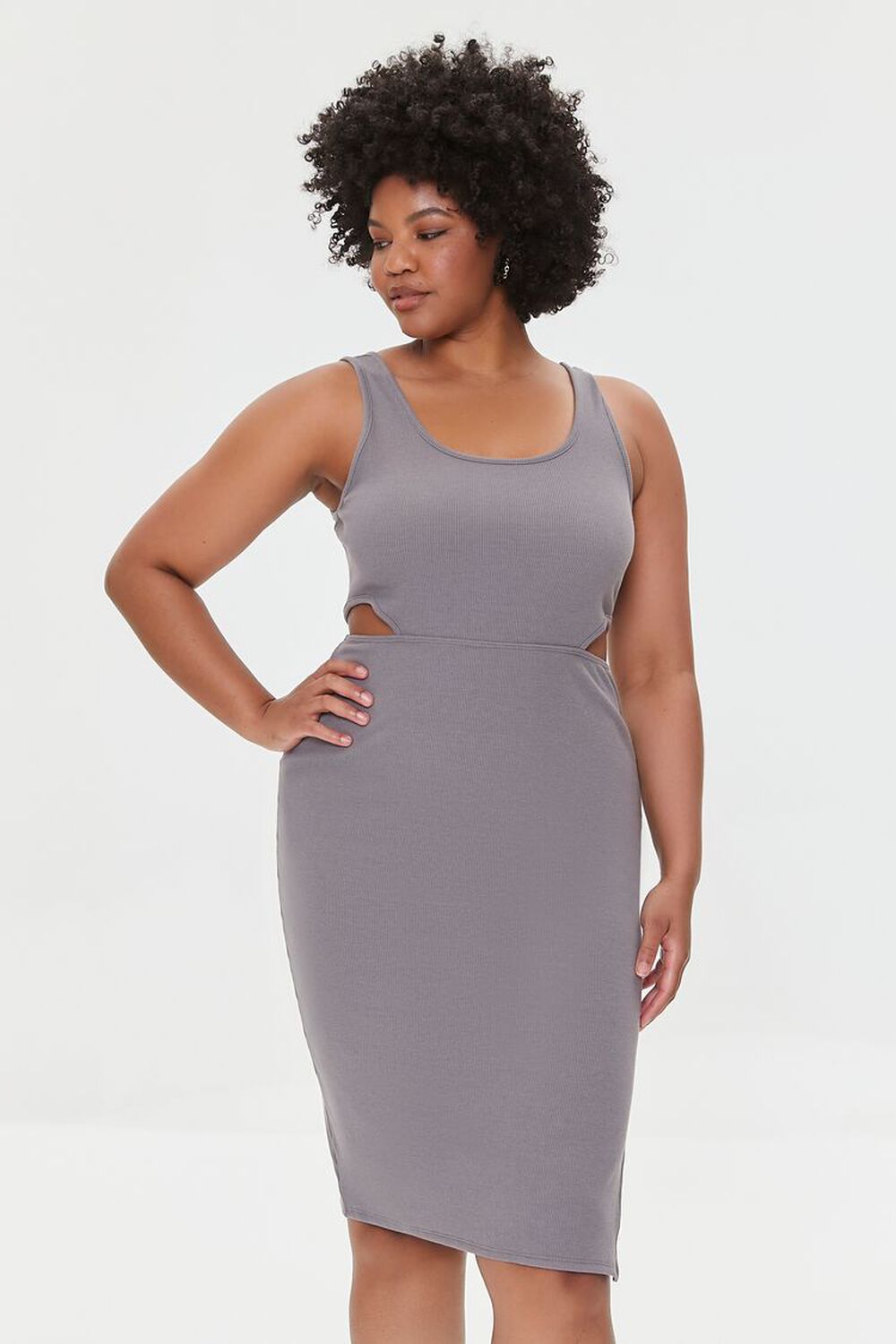 OVERCAST Plus Size Cutout Midi Dress, image 1