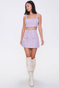 LAVENDER Tweed Crop Top & Buttoned Skirt Set, image 4