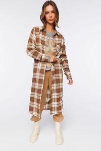 BROWN/MULTI Plaid Flannel Longline Tunic, image 4