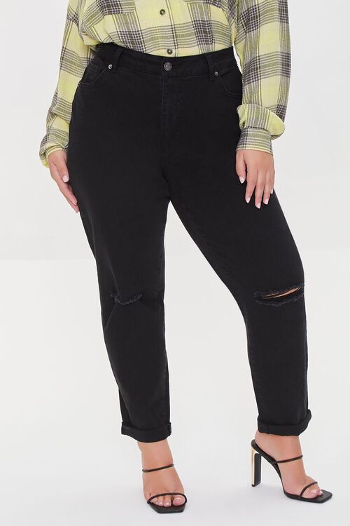 BLACK Plus Size Premium Boyfriend Jeans, image 2
