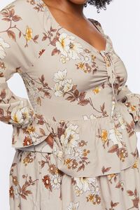 TAUPE/MULTI Plus Size Floral Print Tiered Mini Dress, image 5