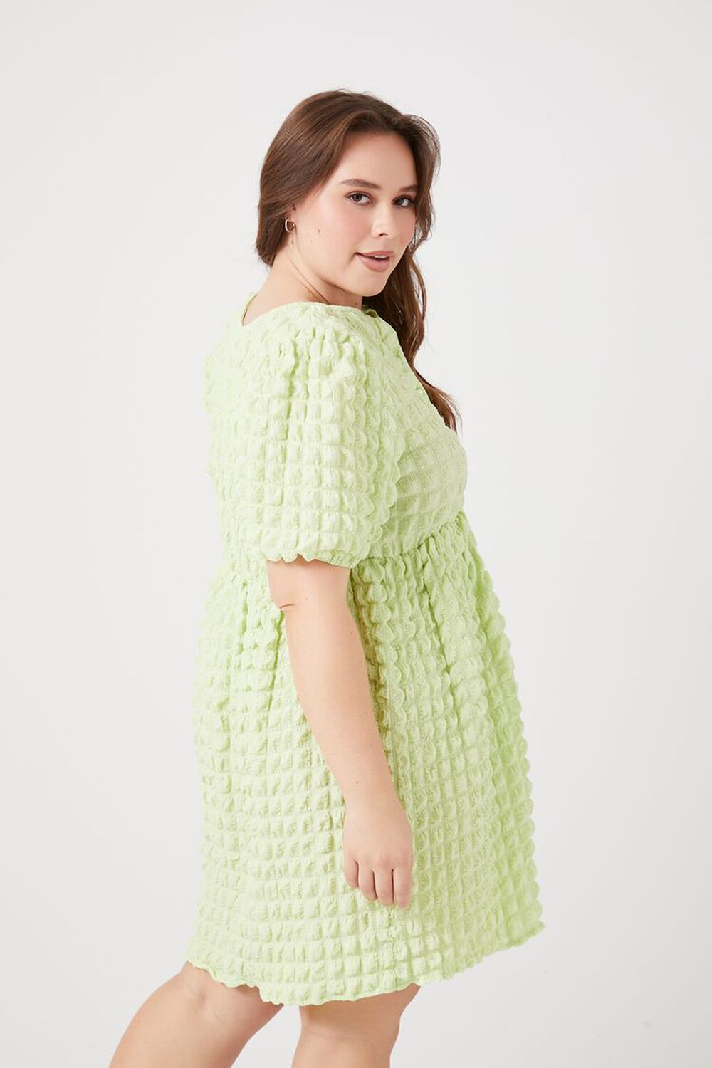 Plus Size Textured Babydoll Mini Dress, image 2