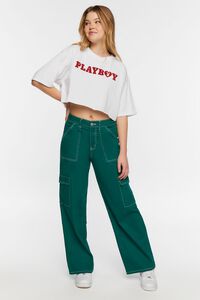 WHITE/RED Playboy Cropped Tee, image 4