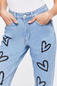 MEDIUM DENIM/BLACK Heart Graphic High-Rise Jeans, image 6