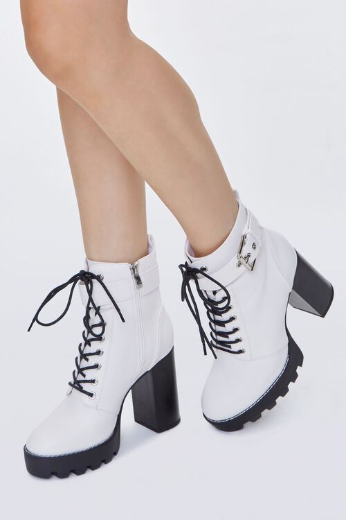 WHITE Buckled Ankle-Strap Booties, image 1