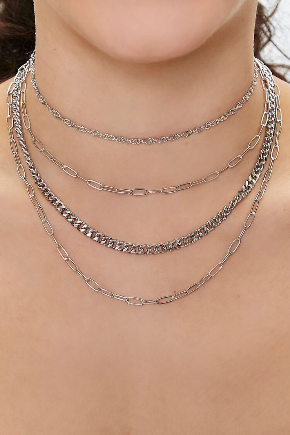 SILVER Upcycled Layered Chain Necklace, image 1