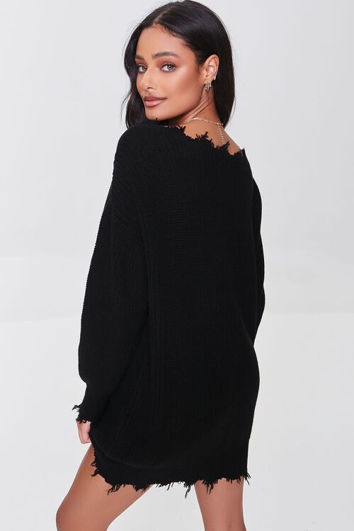 BLACK Distressed Mini Sweater Dress, image 3