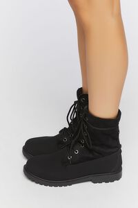 BLACK Faux Suede Lace-Up Booties, image 2