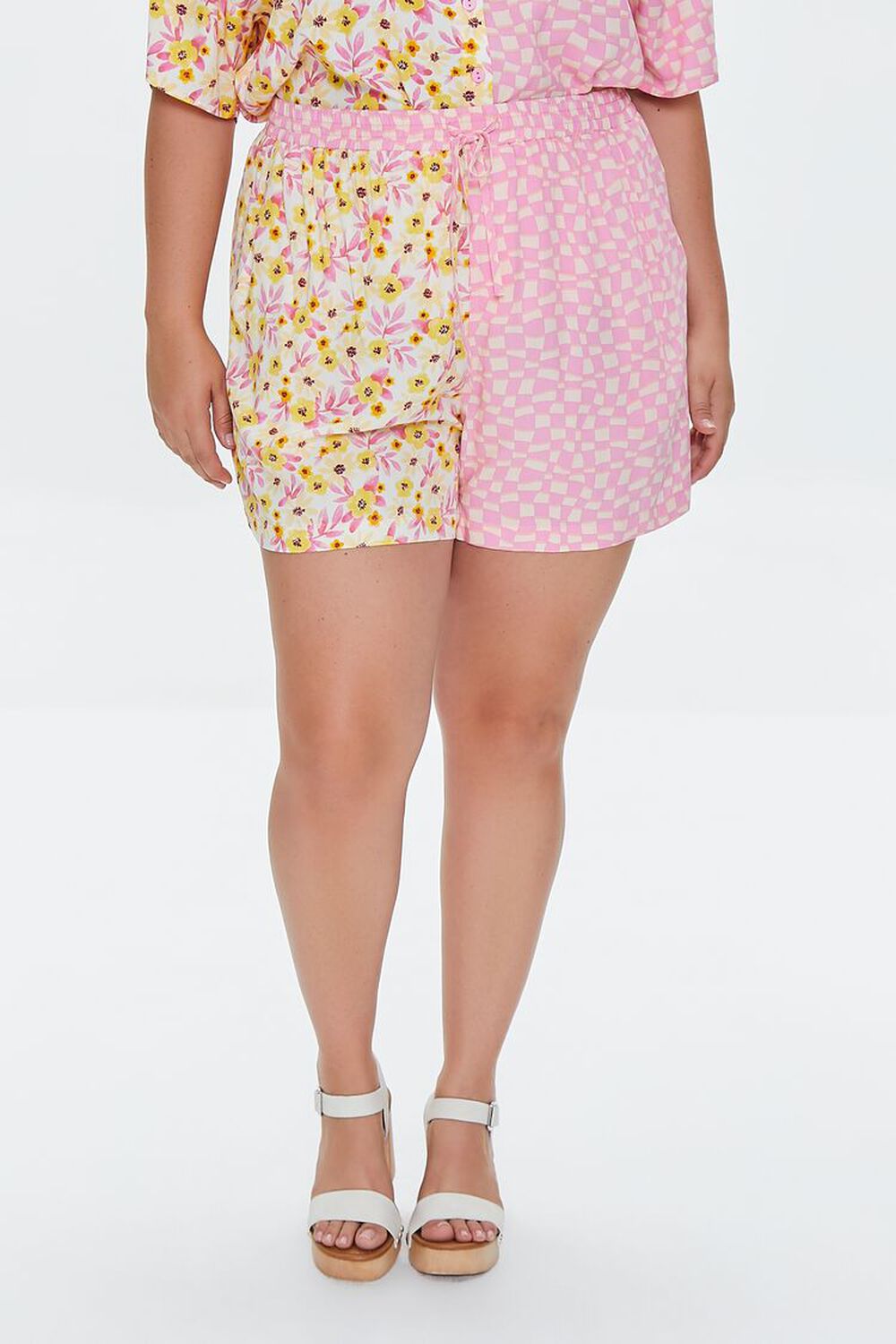 Plus Size Reworked Checkered Shorts, image 2