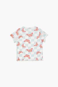 BLUE/MULTI Girls Butterfly Checkered Tee (Kids), image 2