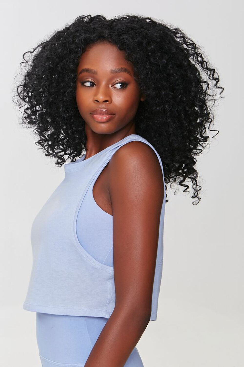 DUSTY BLUE Active Cropped Muscle Tee, image 2