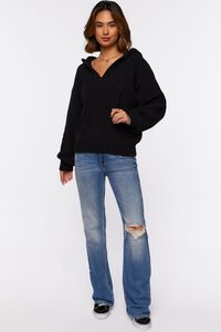 BLACK Hooded Drop-Sleeve Sweater, image 4