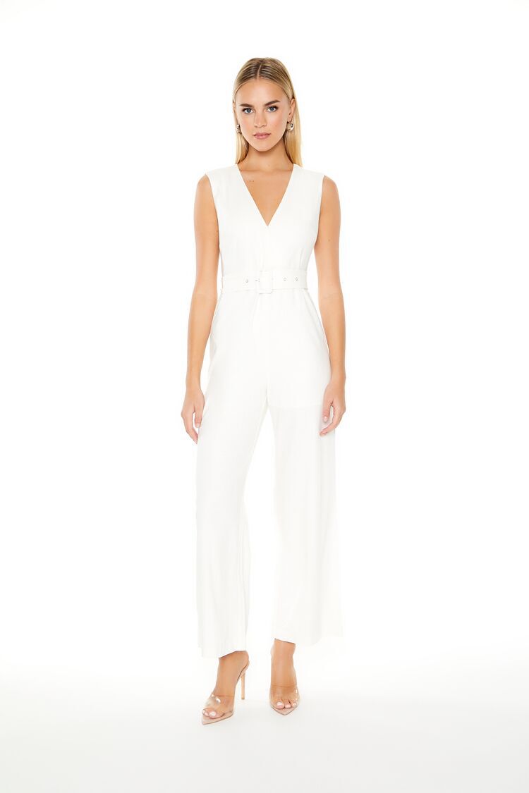 Buy Forever 21 Off white Solid Knotted Cutout Culotte Jumpsuit online
