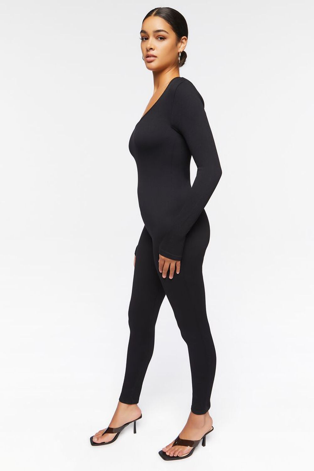 BLACK Seamless Long-Sleeve Jumpsuit, image 2
