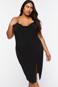 BLACK Plus Size Cowl Crisscross Midi Dress, image 4