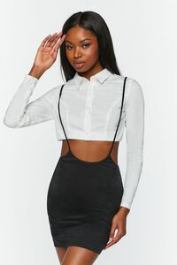 Cropped Shirt & Suspender Combo Dress, image 1