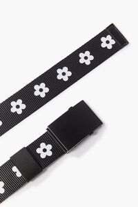 BLACK/WHITE Floral Print Grosgrain Hip Belt, image 3