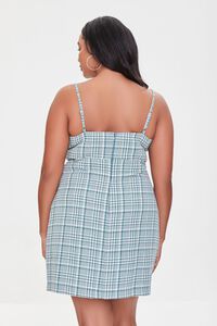 GREEN/MULTI Plus Size Tweed Plaid Mini Dress, image 3