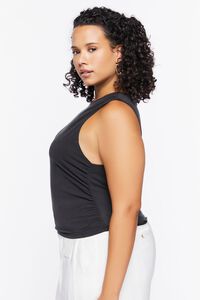 BLACK Plus Size Sleeveless Ruched Top, image 2