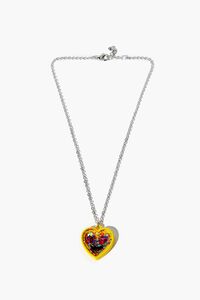 PINK/YELLOW Girls Glitter Heart Necklace (Kids), image 2