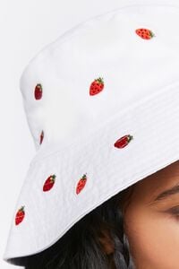 WHITE/MULTI Embroidered Strawberry Bucket Hat, image 2