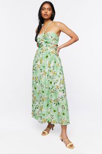 GREEN/MULTI Floral Print Halter Maxi Dress, image 4