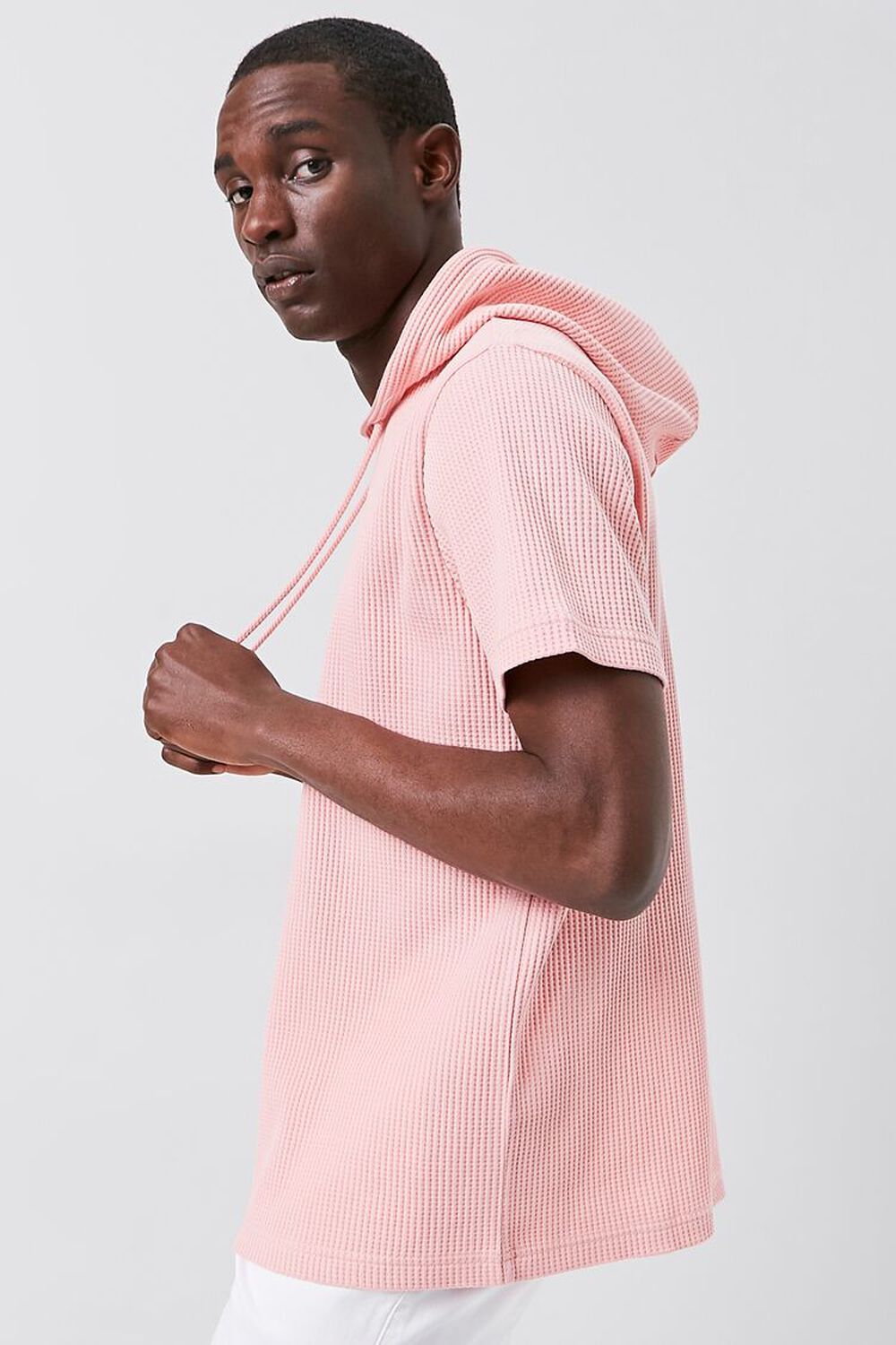 PINK Ribbed Knit Hooded Top, image 2