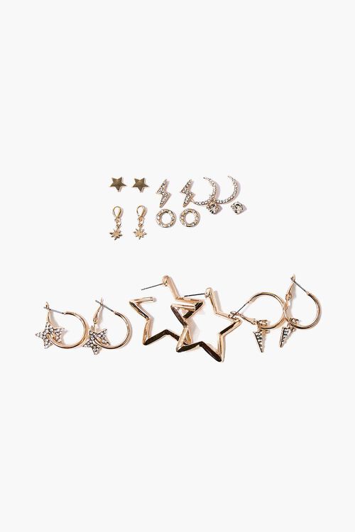 GOLD Thunderbolt & Star Charm Earring Set, image 1