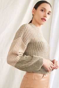 OLIVE/MULTI Marled Knit Colorblock Sweater, image 2