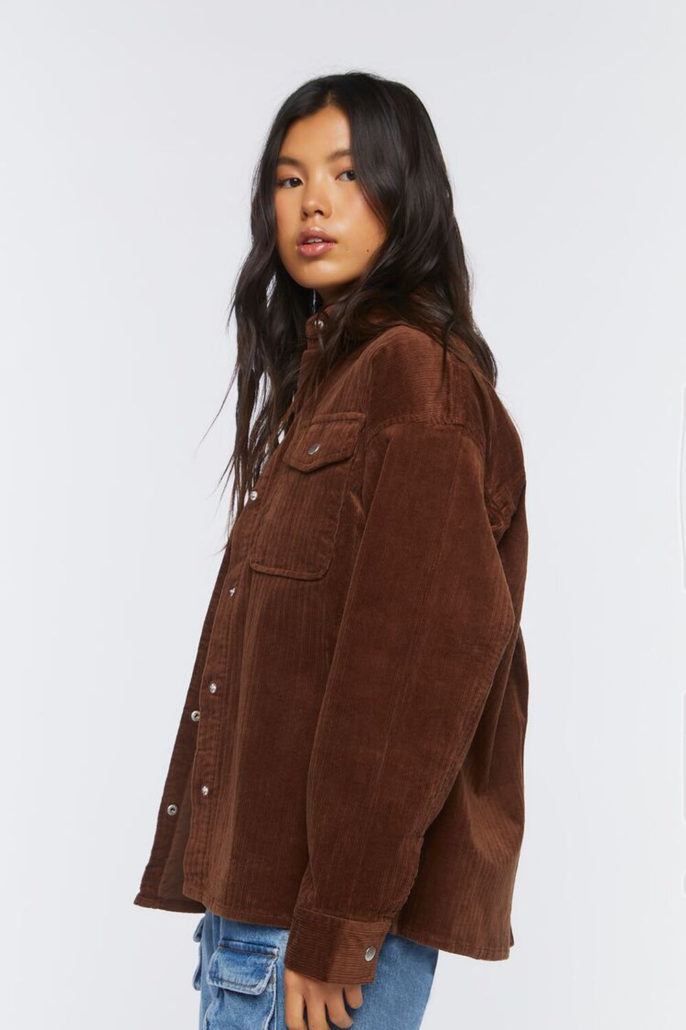Corduroy Button-Front Shacket