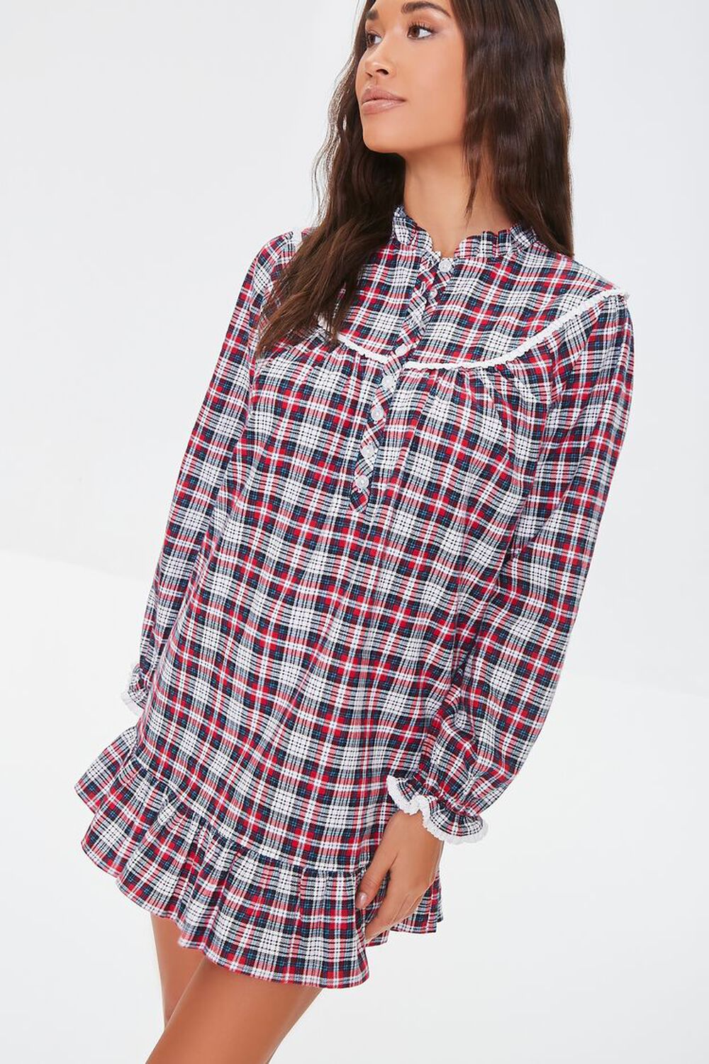RED/WHITE Plaid Flannel Nightgown, image 1