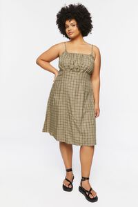 BROWN/MULTI Plus Size Plaid Mini Cami Dress, image 4