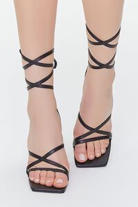 BLACK Strappy Wraparound Block Heels, image 4