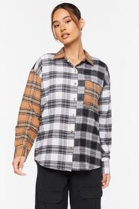 WHITE/MULTI Reworked Plaid Flannel Shirt, image 1