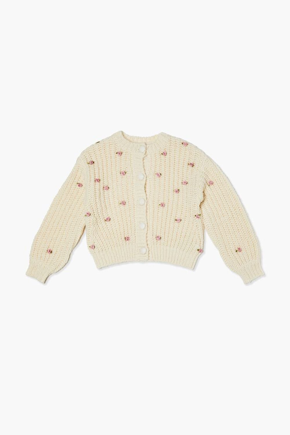 CREAM/MULTI Girls Rose Cardigan Sweater (Kids), image 1