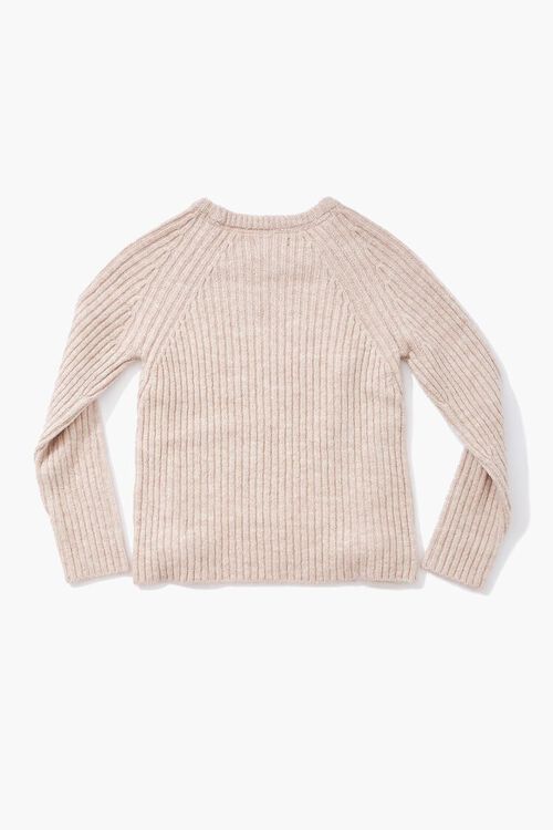 OATMEAL/CREAM Girls Ribbed Bow Sweater (Kids), image 2