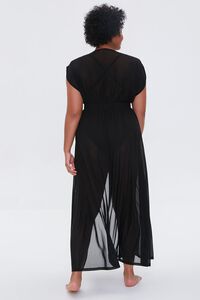 BLACK Plus Size Sheer Mesh Swim Cover-Up Dress, image 3