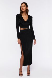 BLACK Cowl Neck Top & Maxi Skirt Set, image 4