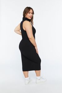 BLACK Plus Size Sleeveless Turtleneck Bodycon Dress, image 2