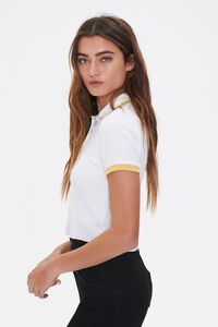 WHITE/MUSTARD Contrast-Trim Ribbed Polo Shirt, image 2