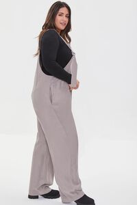 TAUPE Plus Size Twill Overalls, image 2