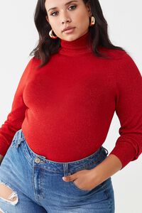 Plus Size Semi-Sheer Glitter Sweater, image 1