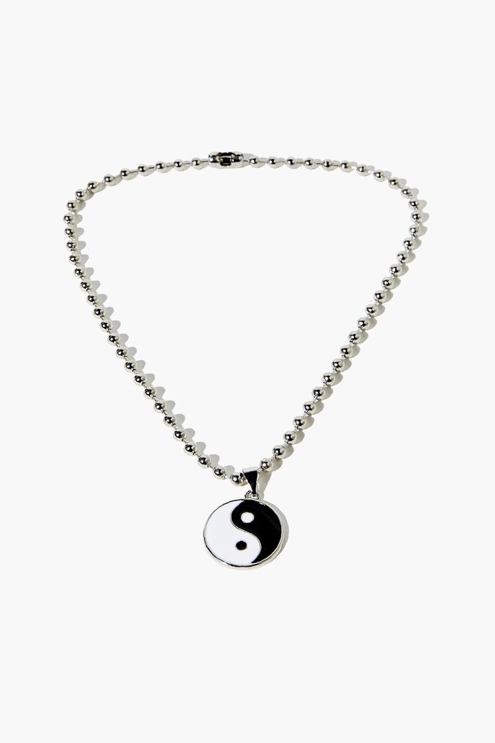 BLACK/SILVER Yin Yang Pendant Necklace, image 1